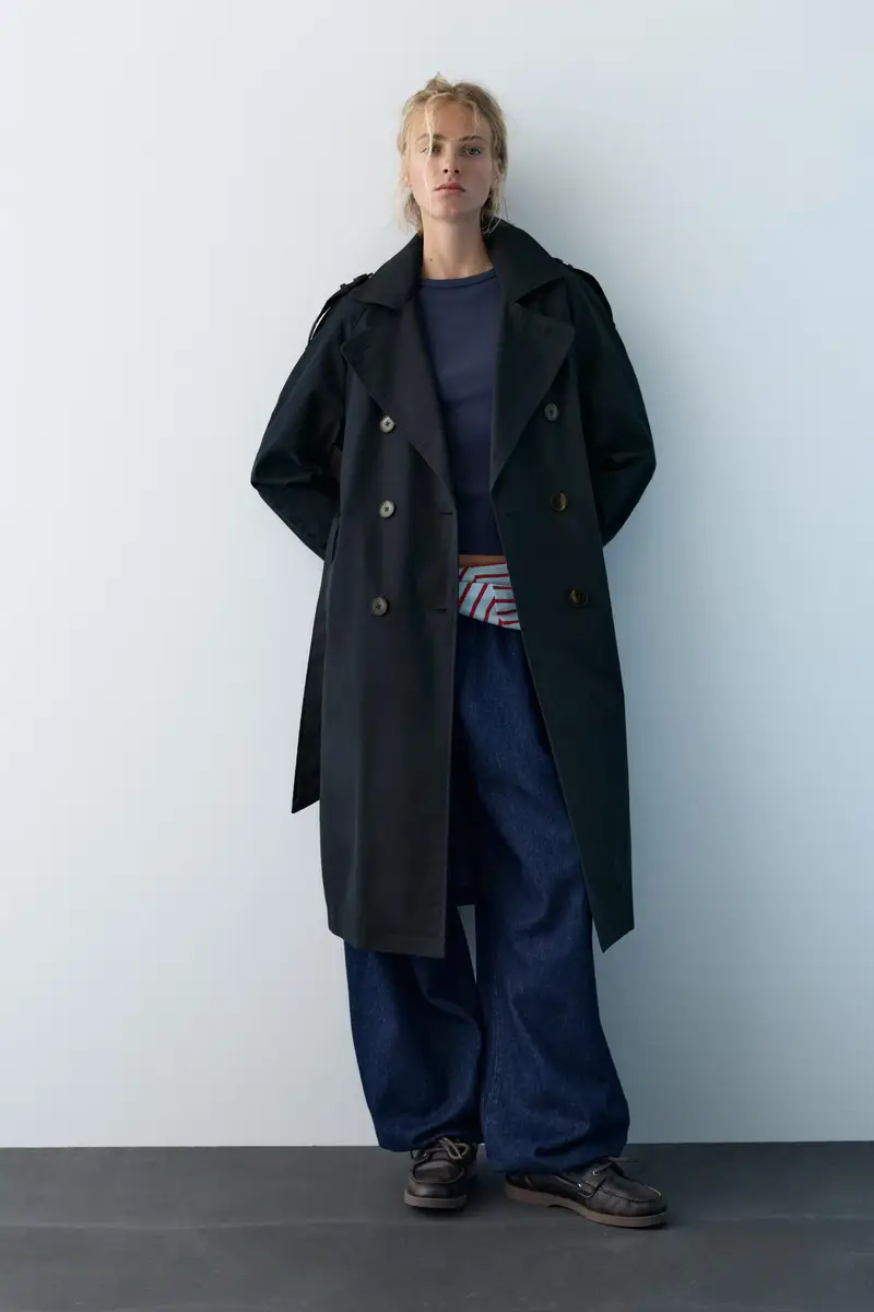 Gabardina Con Cintura Azzurro