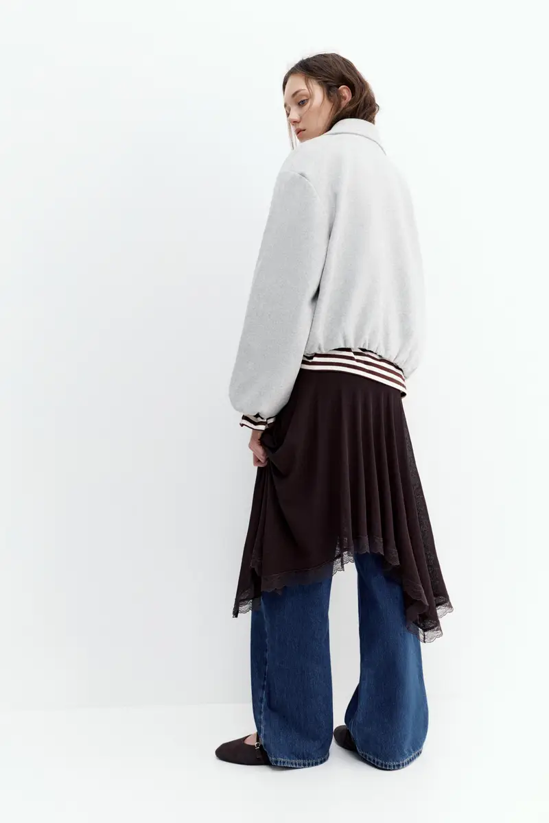 Giacca A Palloncino In Panno Soft Grigio vigoré miniatura 2