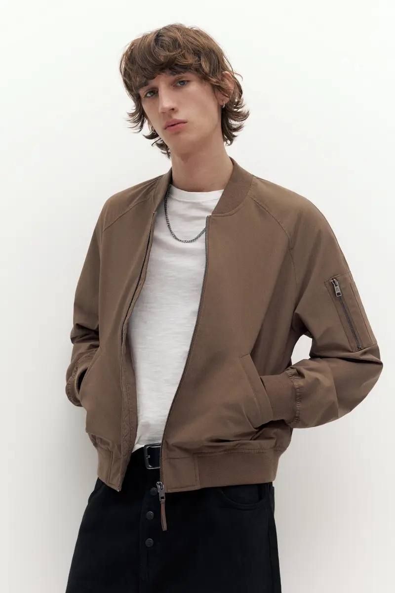 Giacca Bomber Leggera Marrone miniatura 2