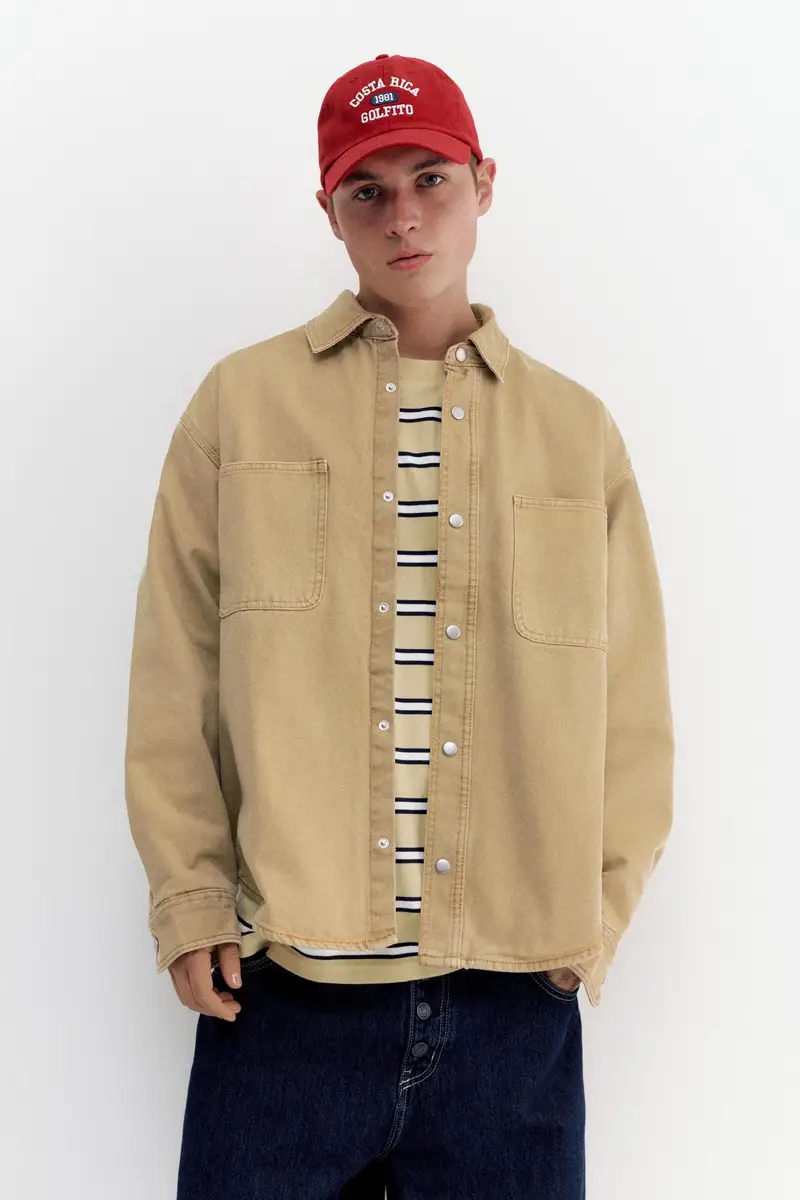 Giacca Camicia Con Tasche Marrone tostato miniatura 2