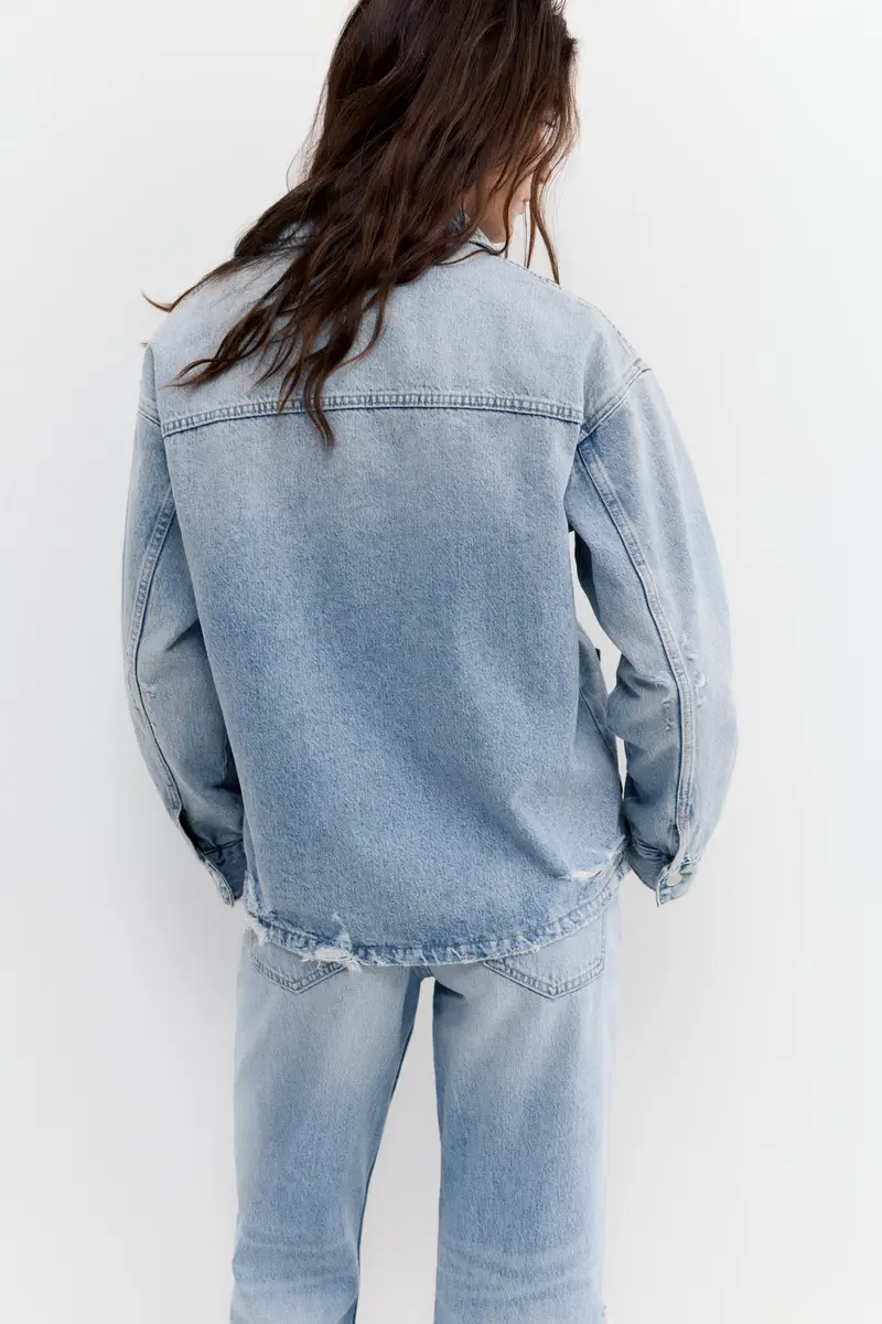 Giacca Camicia Di Jeans Worker Azzurro chiaro miniatura 3