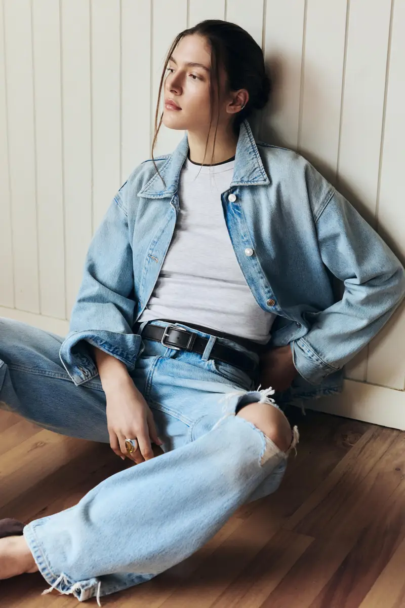 Giacca Camicia Di Jeans Worker Azzurro chiaro