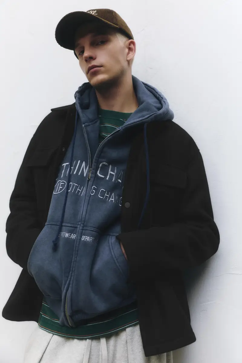 Giacca Camicia Di Panno Con Tasche Nero