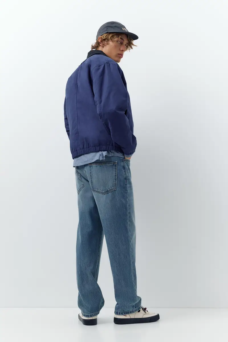 Giacca Collo A Contrasto Azzurro profondo miniatura 3