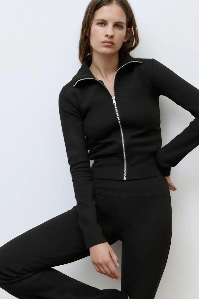 Giacca Collo Alto Interlock Nero