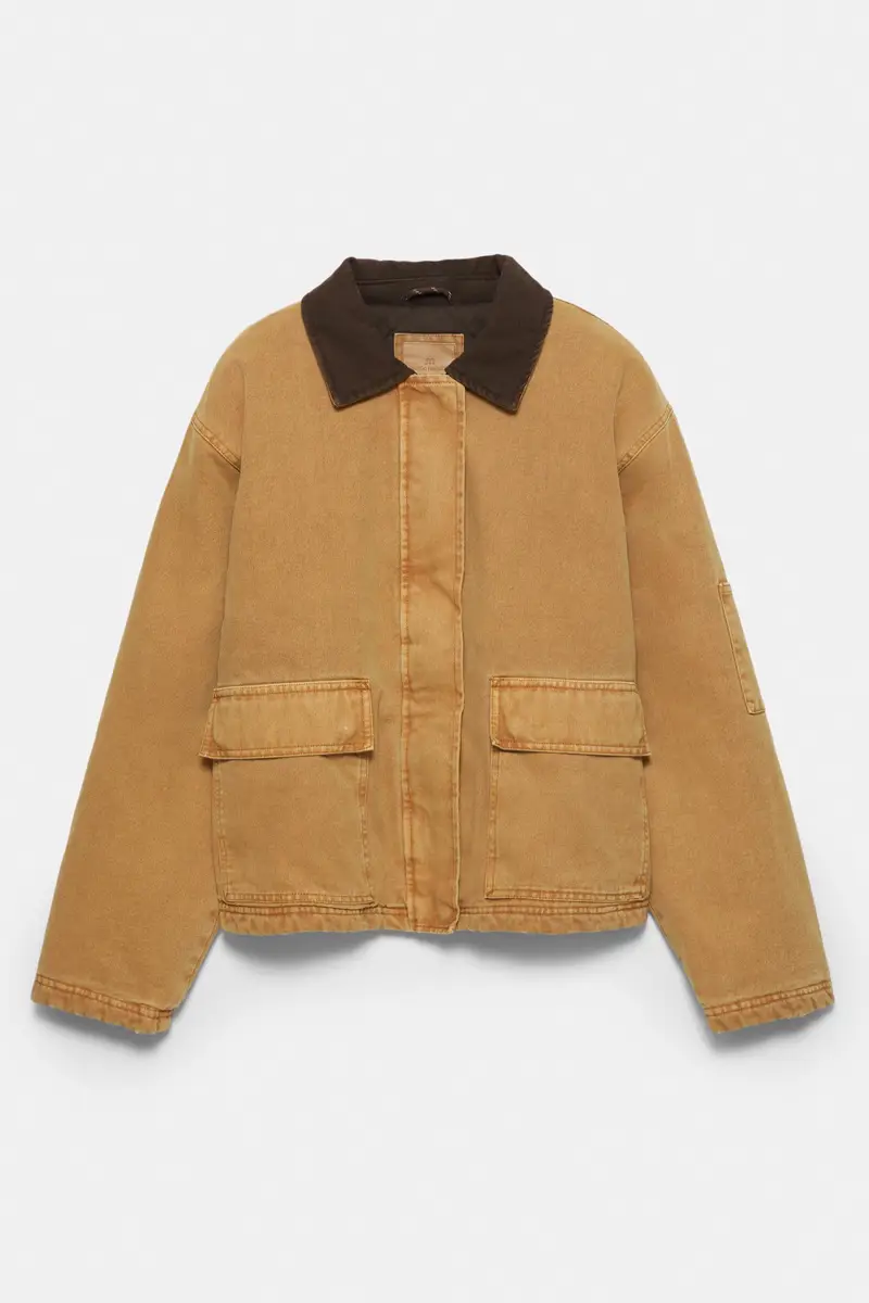 Giacca Collo Combinato Marrone tostato