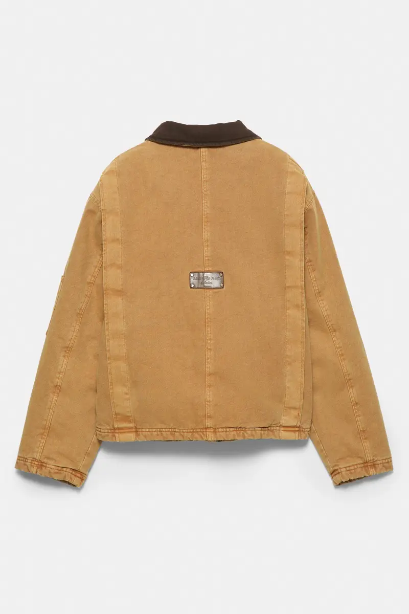 Giacca Collo Combinato Marrone tostato miniatura 2