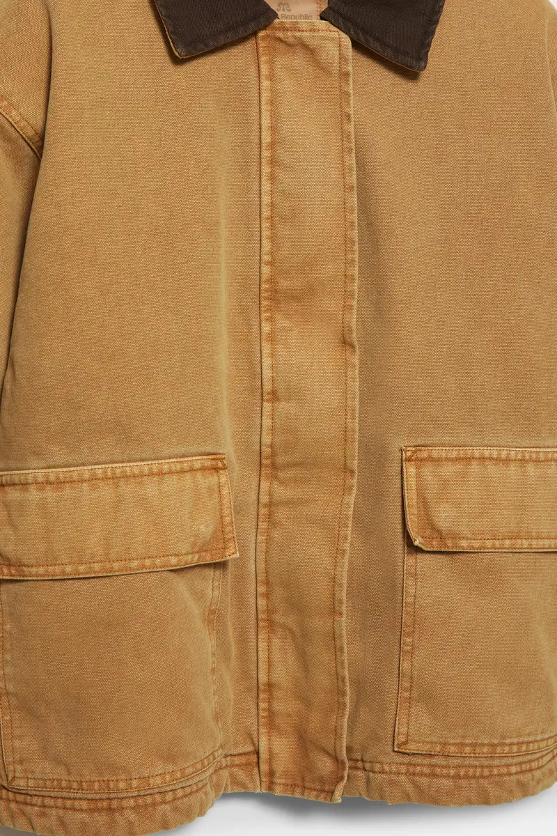 Giacca Collo Combinato Marrone tostato miniatura 3