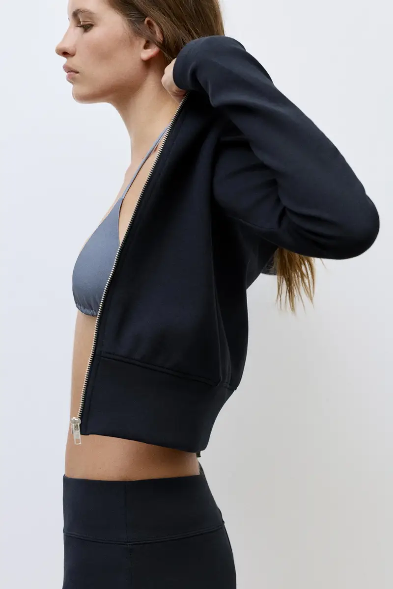 Giacca Con Cerniera Interlock Blu marino miniatura 3