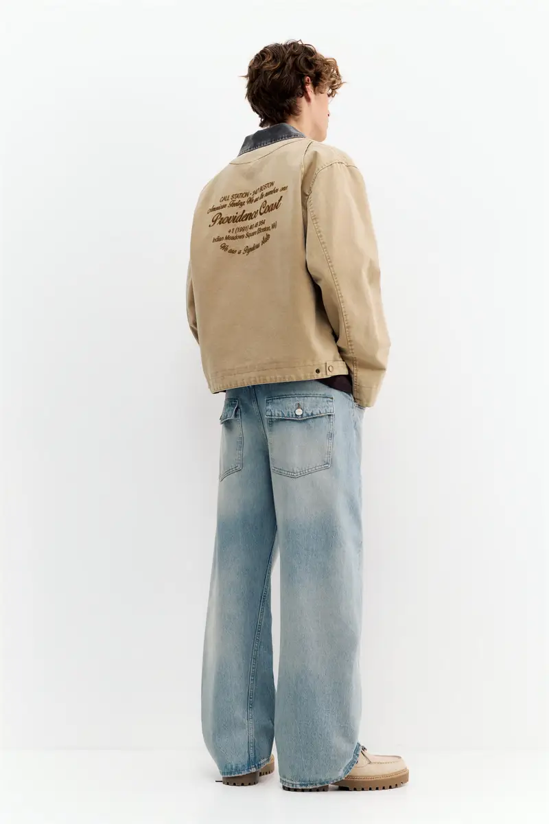 Giacca Con Colletto A Contrasto Ricamato Marrone tostato miniatura 3