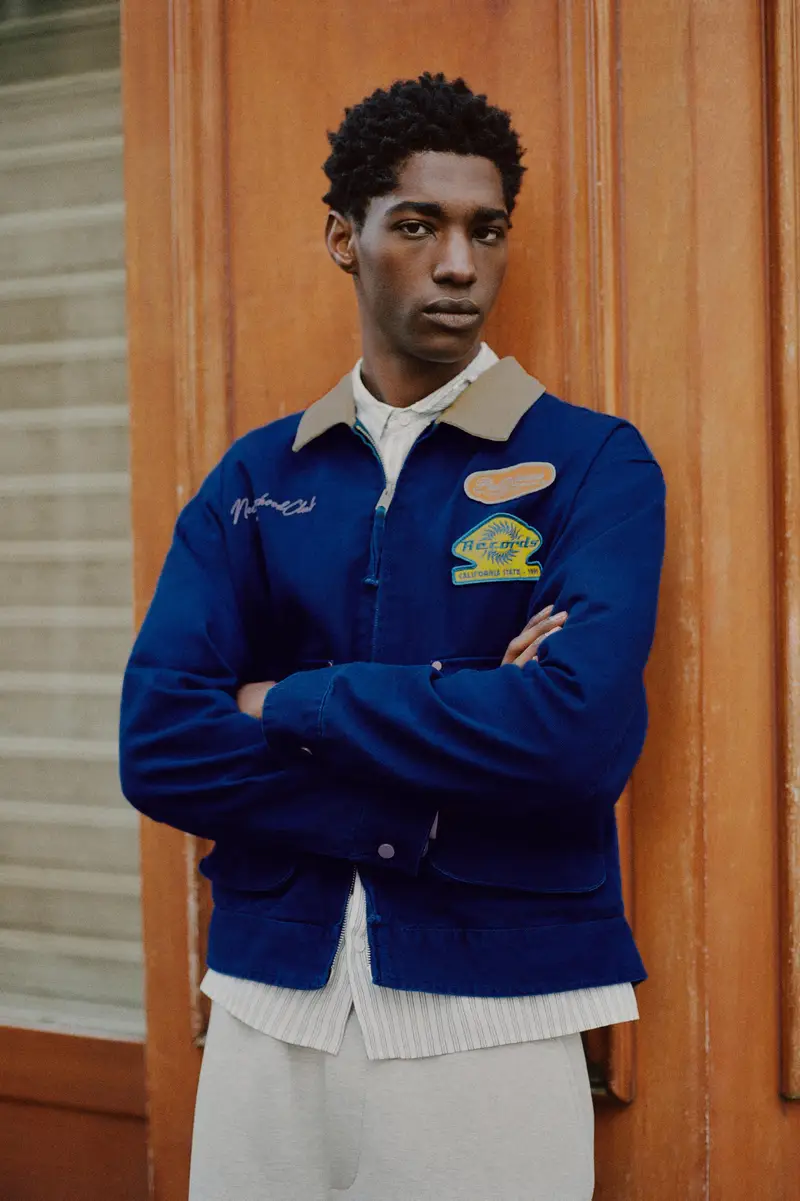 Giacca Con Colletto Combinato E Toppe Azzurro miniatura 2