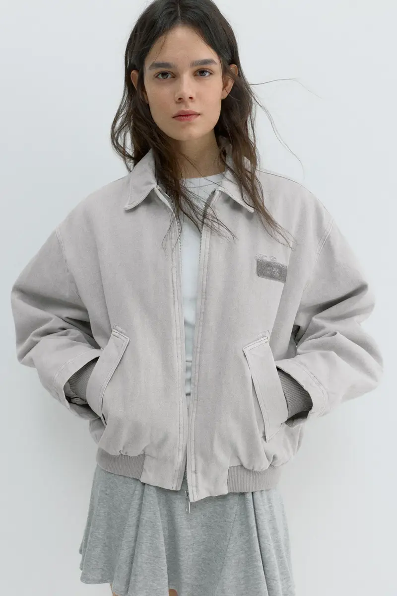 Giacca Con Toppa Ricamata Grigio medio miniatura 2