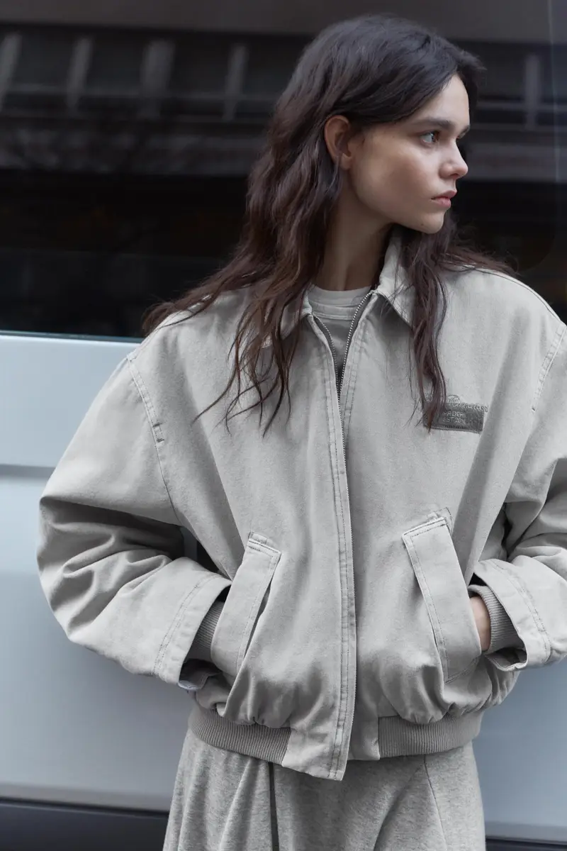 Giacca Con Toppa Ricamata Grigio medio