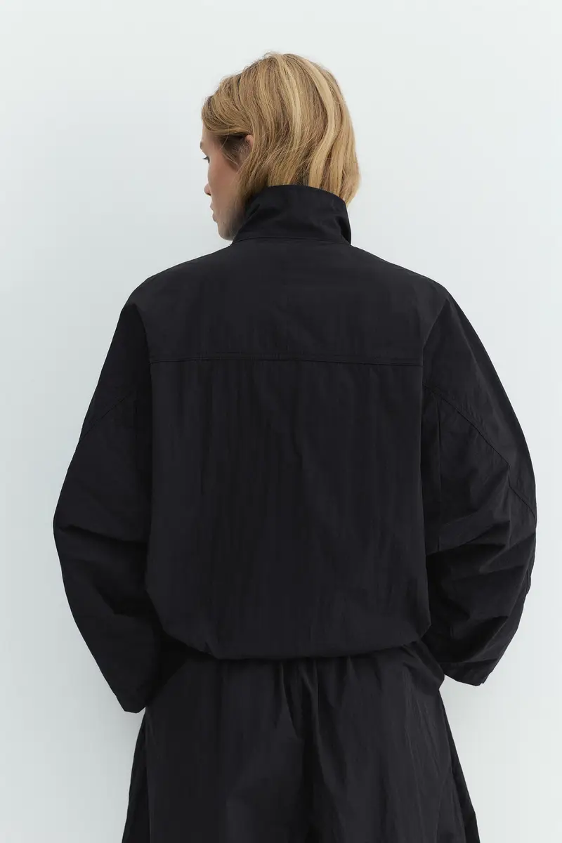 Giacca Corta Effetto Nylon Nero miniatura 3