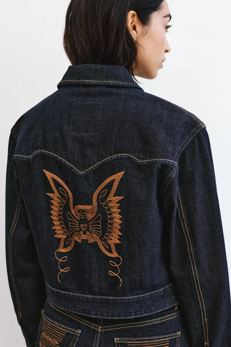 Giacca Di Jeans Frange Montserrat Messeguer Azzurro oscuro miniatura 3