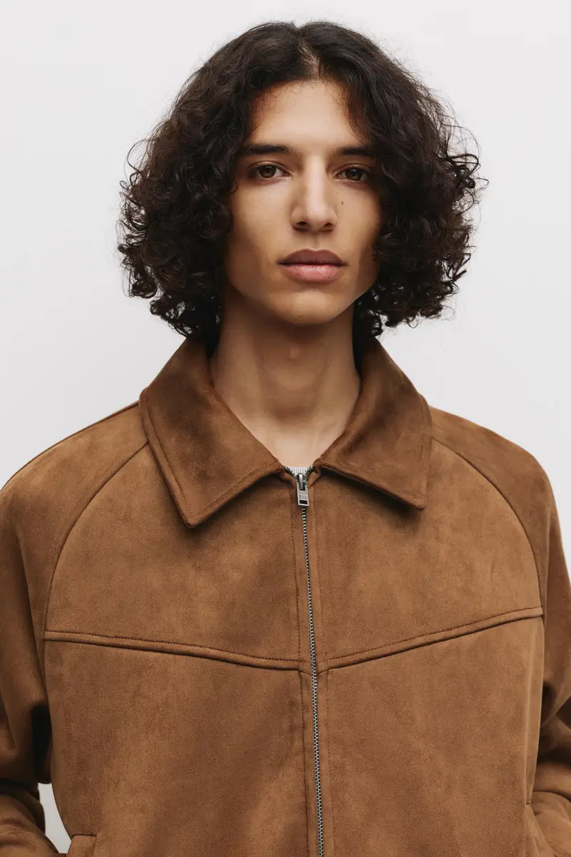 Giacca Effetto Camoscio Marrone miniatura 3