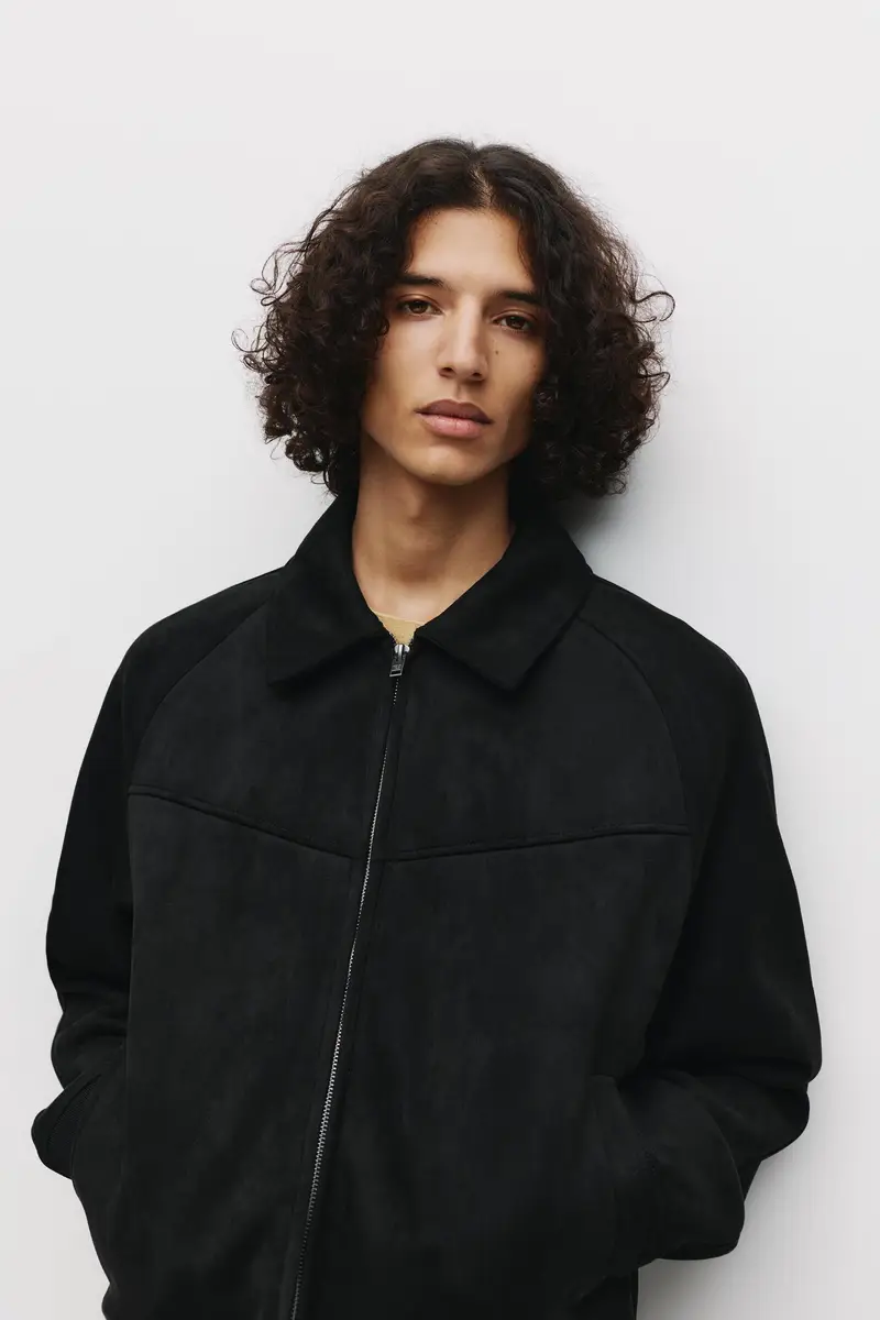 Giacca Effetto Camoscio Nero miniatura 3