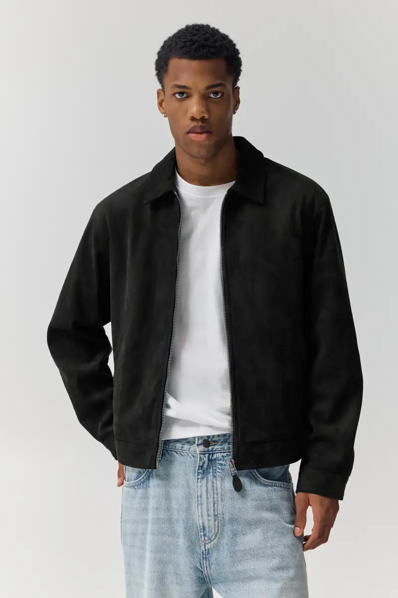 Giacca Effetto Camoscio Nero miniatura 2