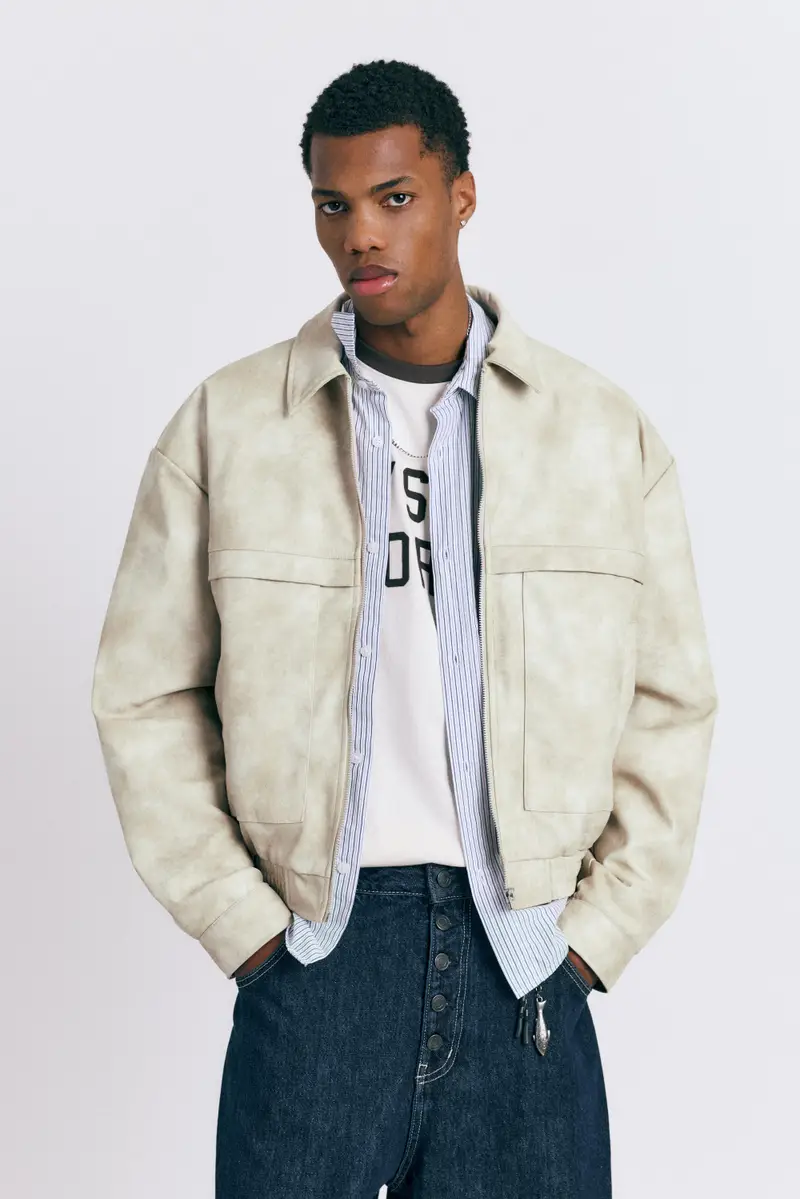 Giacca Finta Pelle Beige miniatura 2