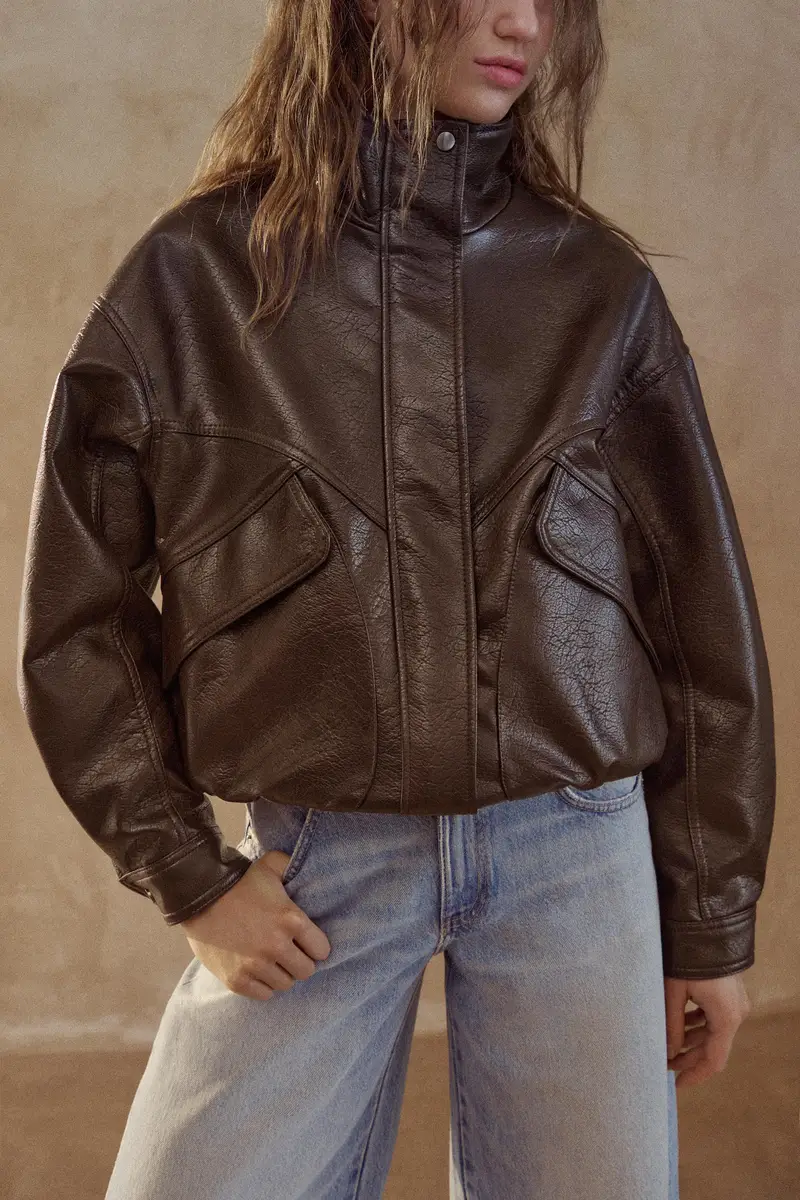Giacca Finta Pelle Cioccolato