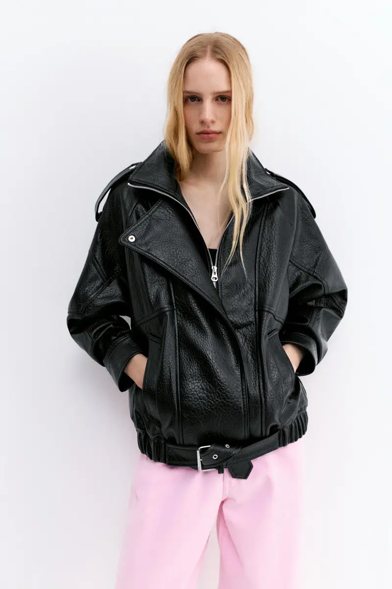 Giacca Finta Pelle Volume Nero miniatura 2