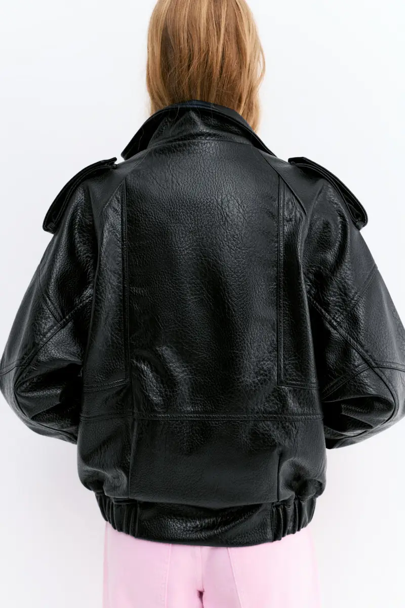 Giacca Finta Pelle Volume Nero miniatura 3