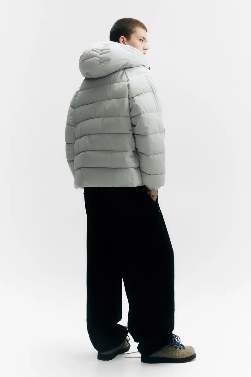 Giacca Imbottita Cappuccio Stwd Grigio chiaro miniatura 2