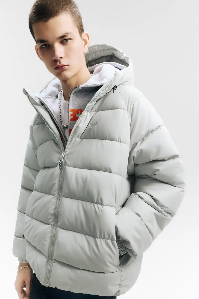 Giacca Imbottita Cappuccio Stwd Grigio chiaro miniatura 3