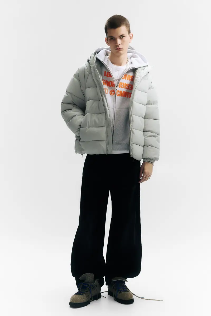 Giacca Imbottita Cappuccio Stwd Grigio chiaro