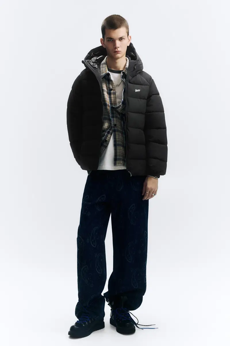 Giacca Imbottita Cappuccio Stwd Nero miniatura 2