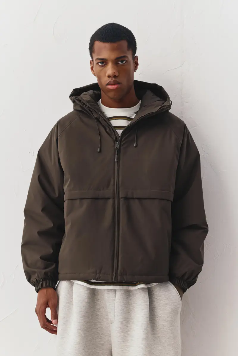 Giacca Imbottita Collo Alto Cioccolato