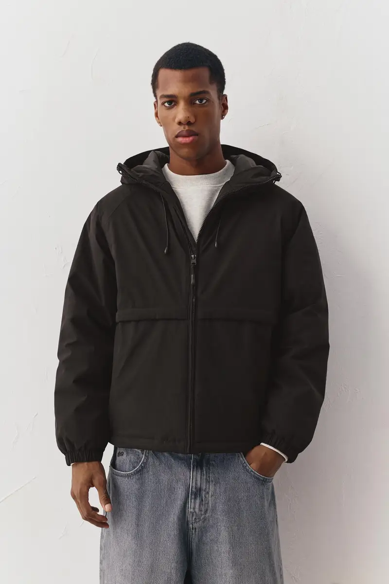 Giacca Imbottita Collo Alto Nero