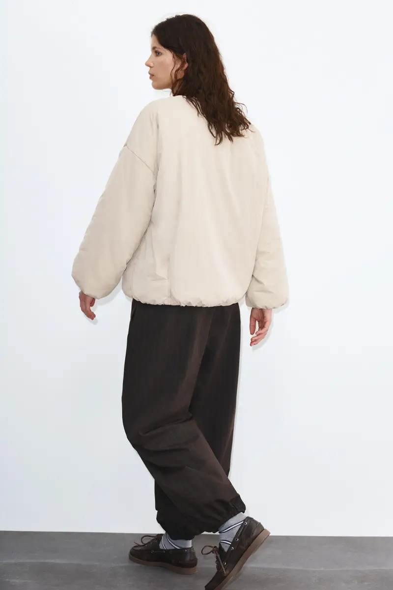 Giacca Imbottita Con Bottoni Automatici Grigio chiaro miniatura 2