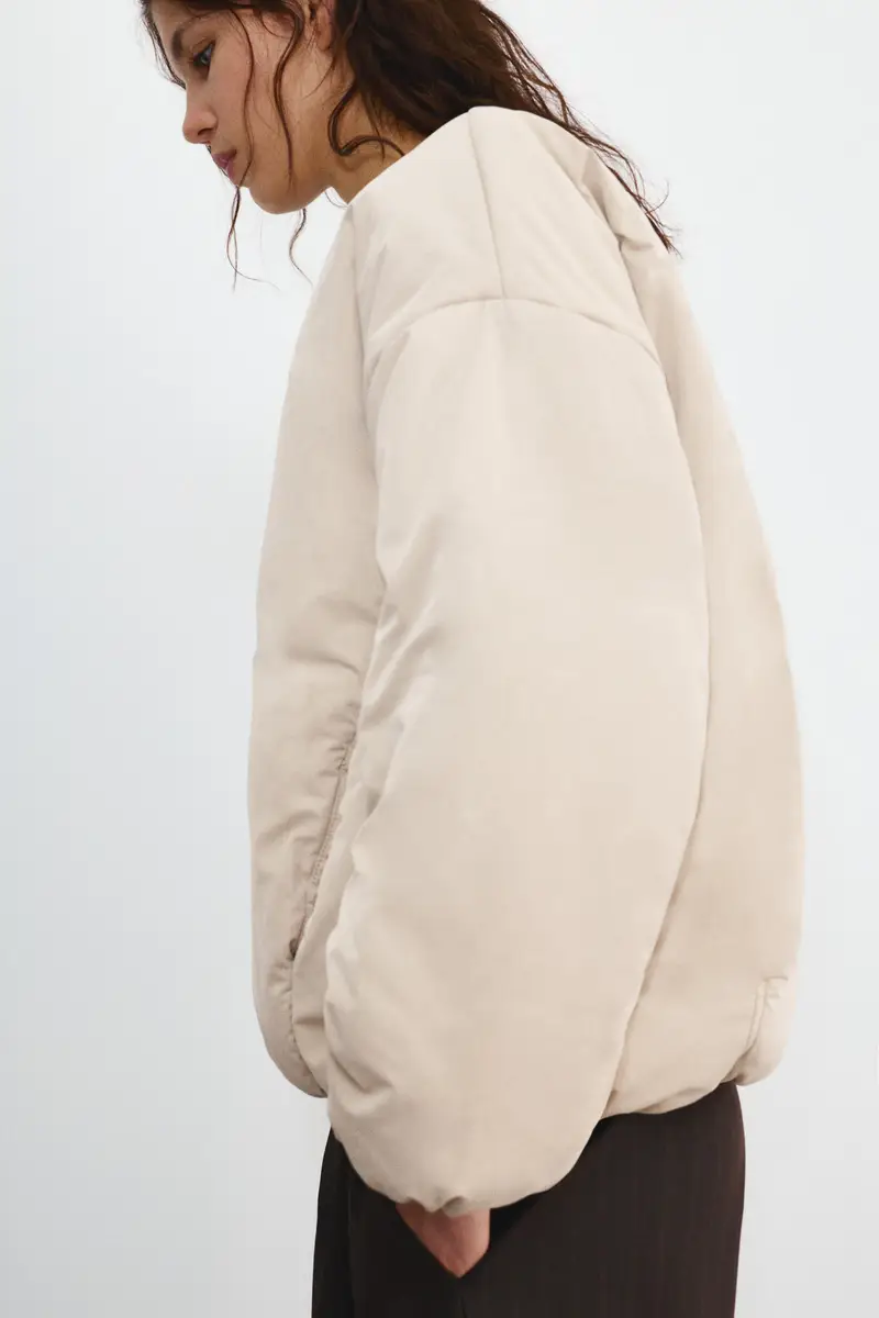 Giacca Imbottita Con Bottoni Automatici Grigio chiaro miniatura 3