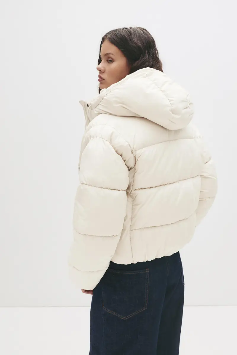 Giacca Imbottita Con Cappuccio Beige miniatura 2