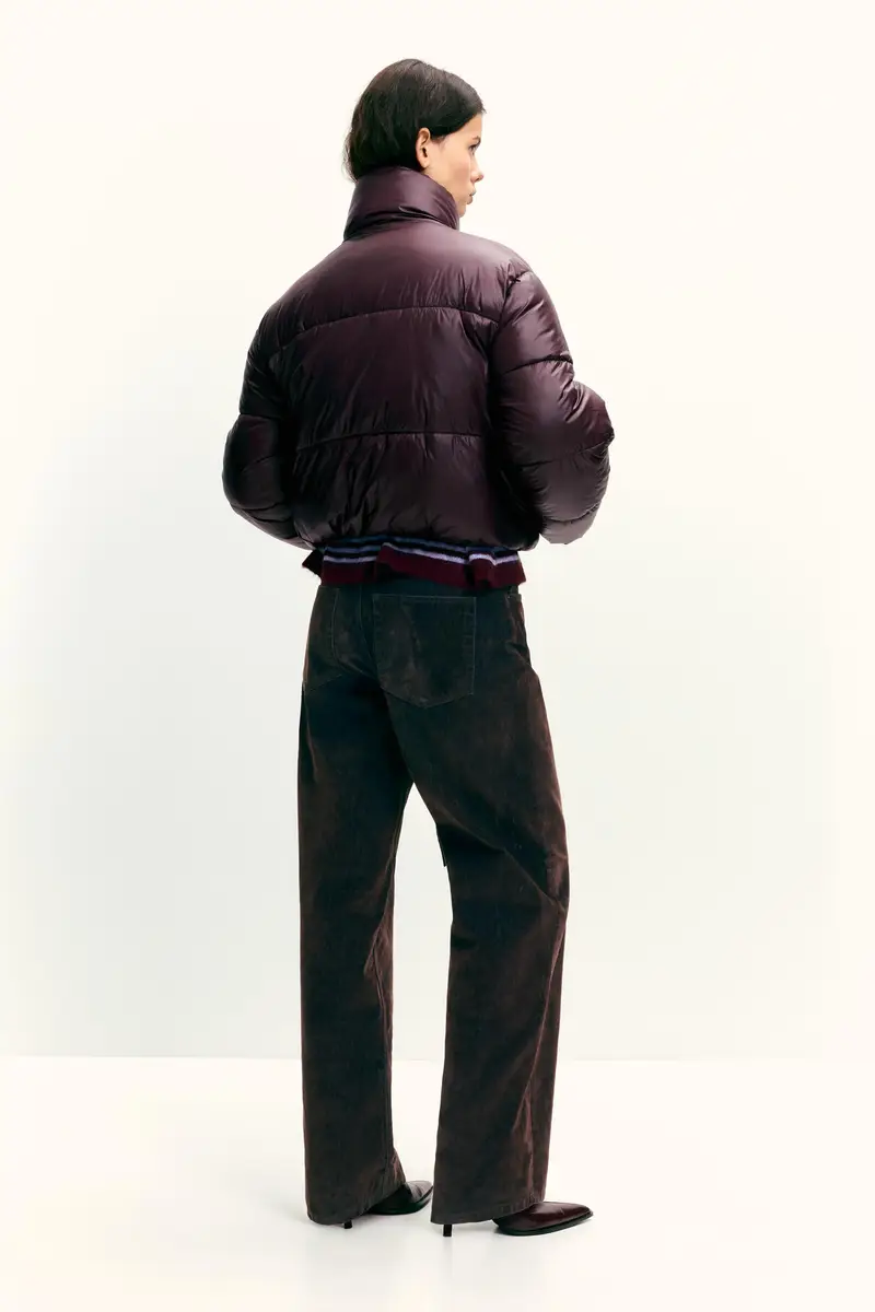 Giacca Imbottita Con Finitura Lucida Burgundy miniatura 3