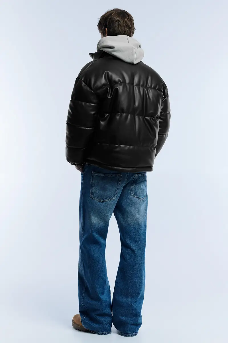 Giacca Imbottita Finta Pelle Nero miniatura 2