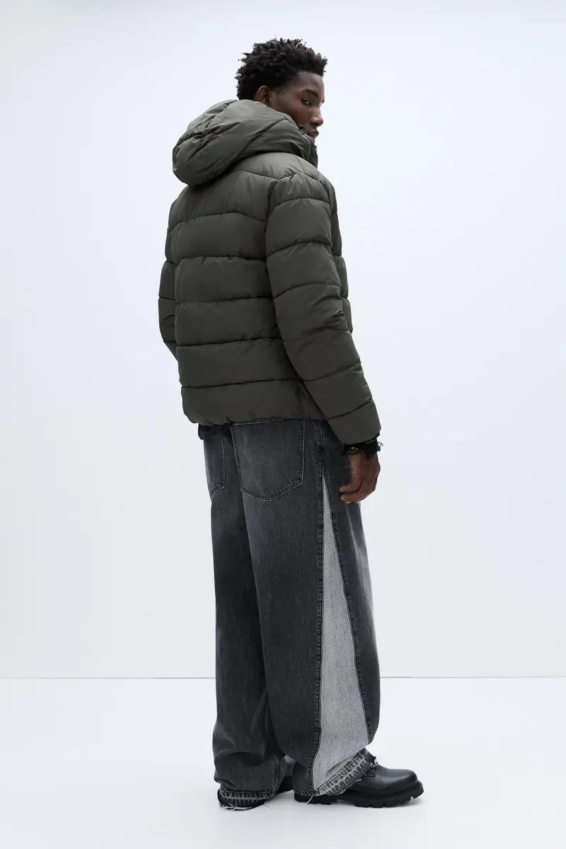 Giacca Imbottita Leggera Con Cappuccio Grigio antracite miniatura 2