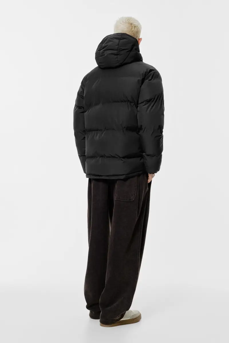 Giacca Imbottita Termosaldata Con Cappuccio Nero miniatura 2