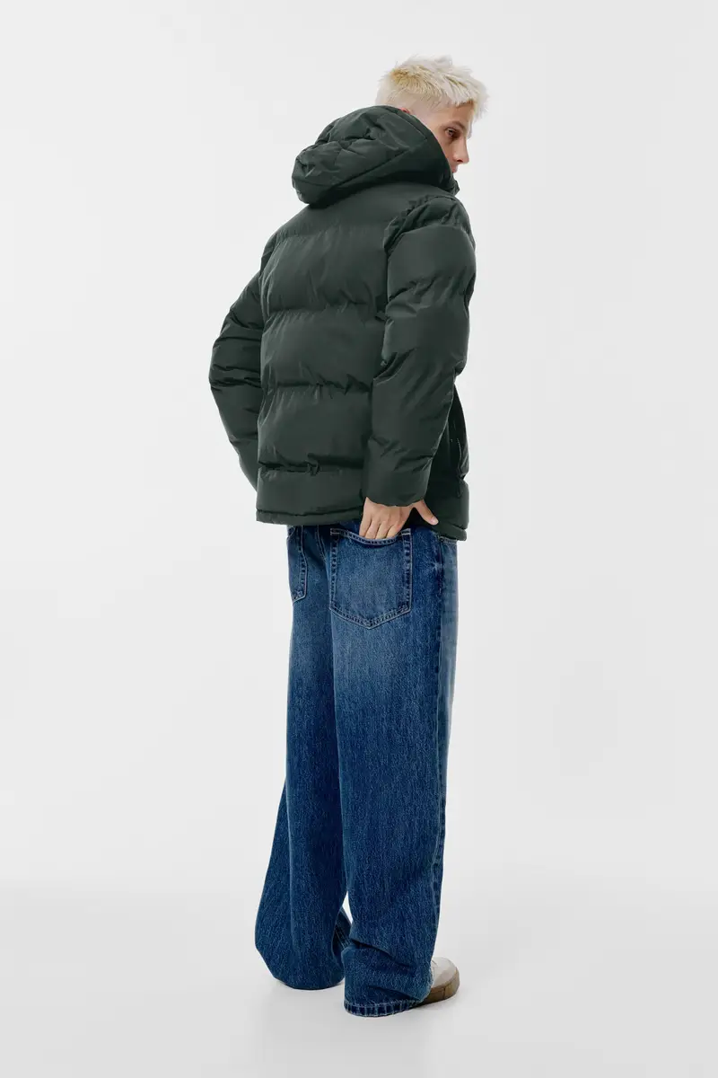 Giacca Imbottita Termosaldata Con Cappuccio Verde bottiglia miniatura 2