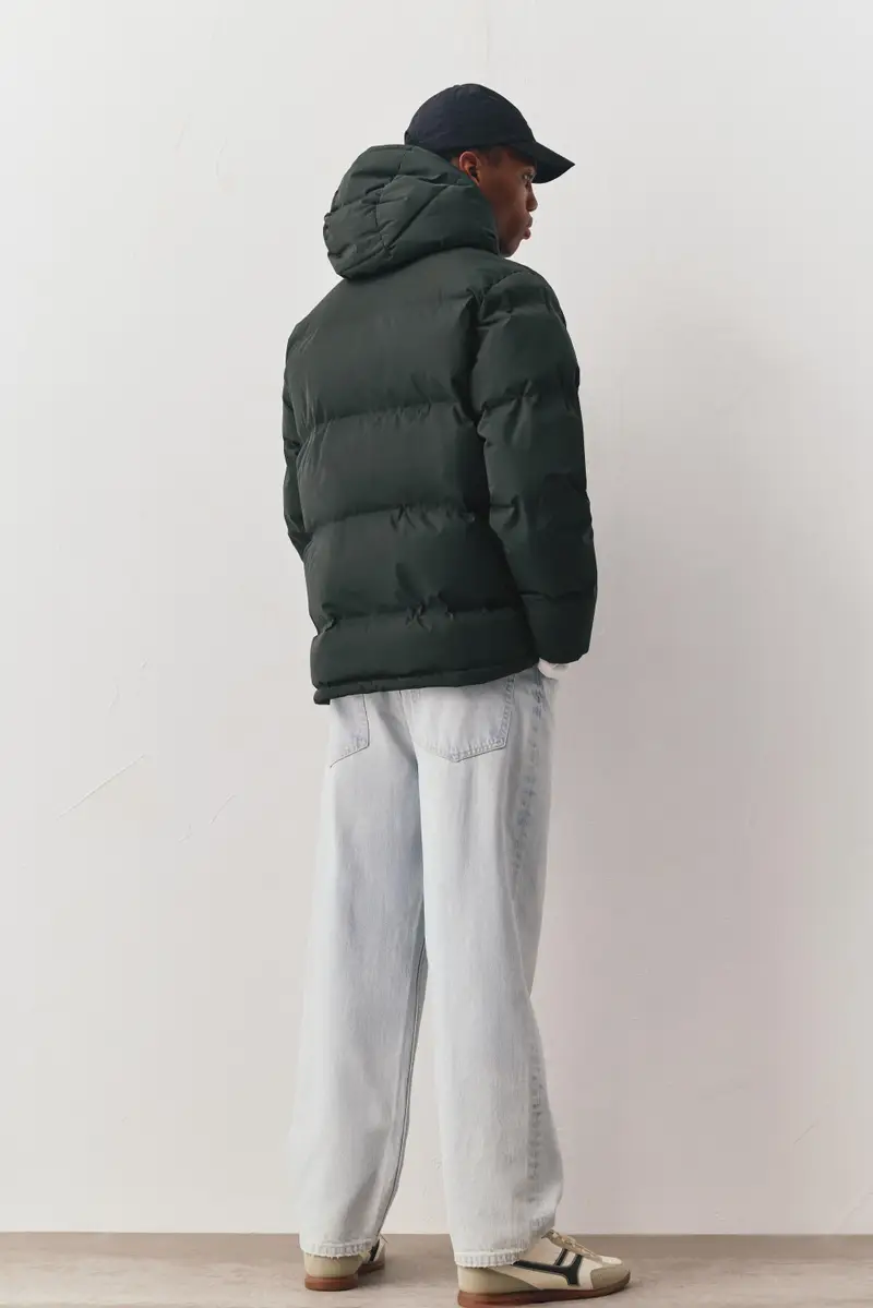 Giacca Imbottita Termosaldata Con Cappuccio Verde bottiglia miniatura 3