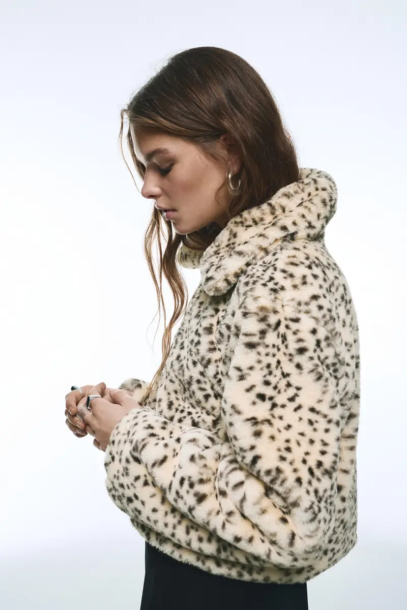 Giacca In Pelliccia Sintetica Stampa Animalier Vari miniatura 3