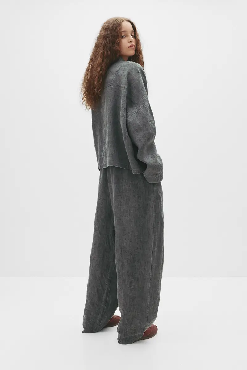 Giacca Kimono 100% Lino Indigo miniatura 2