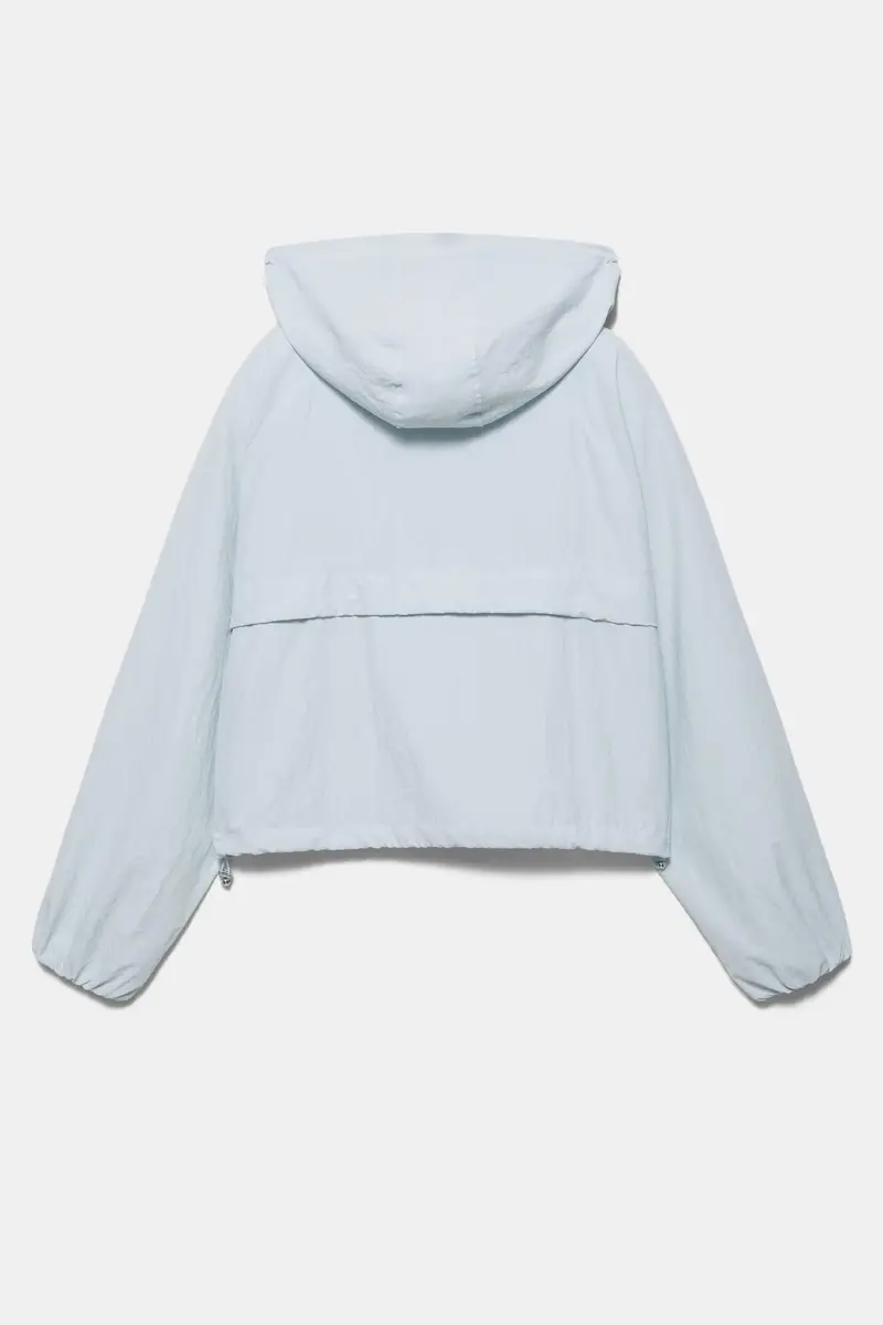 Giacca Leggera Con Cappuccio Celeste miniatura 2