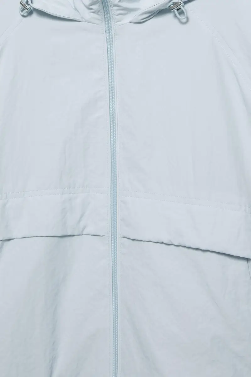 Giacca Leggera Con Cappuccio Celeste miniatura 3