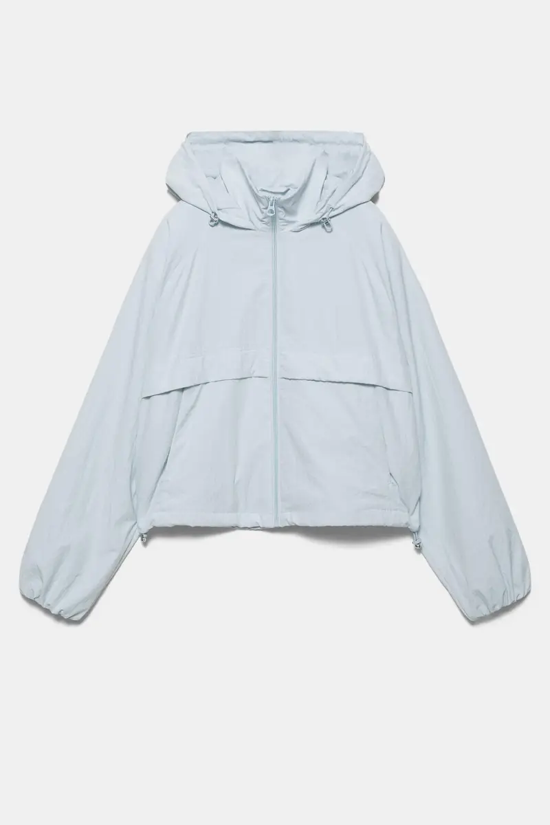 Giacca Leggera Con Cappuccio Celeste