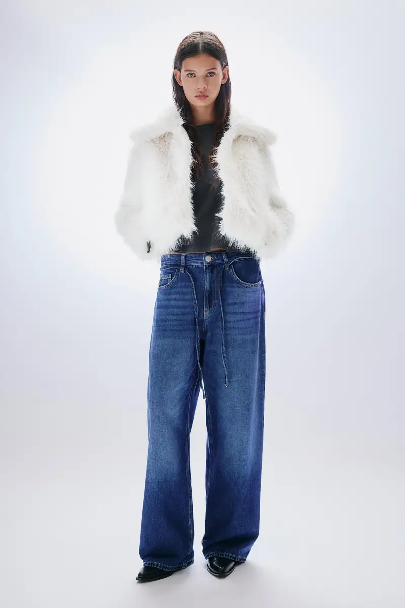 Giacca Pelliccia Sintetica Beige miniatura 2