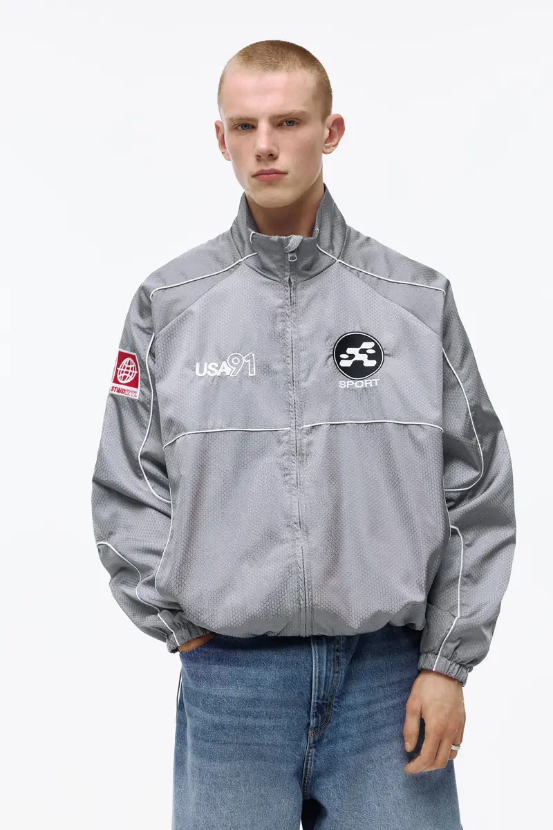 Giacca Stwd Cuciture A Contrasto Grigio medio miniatura 2