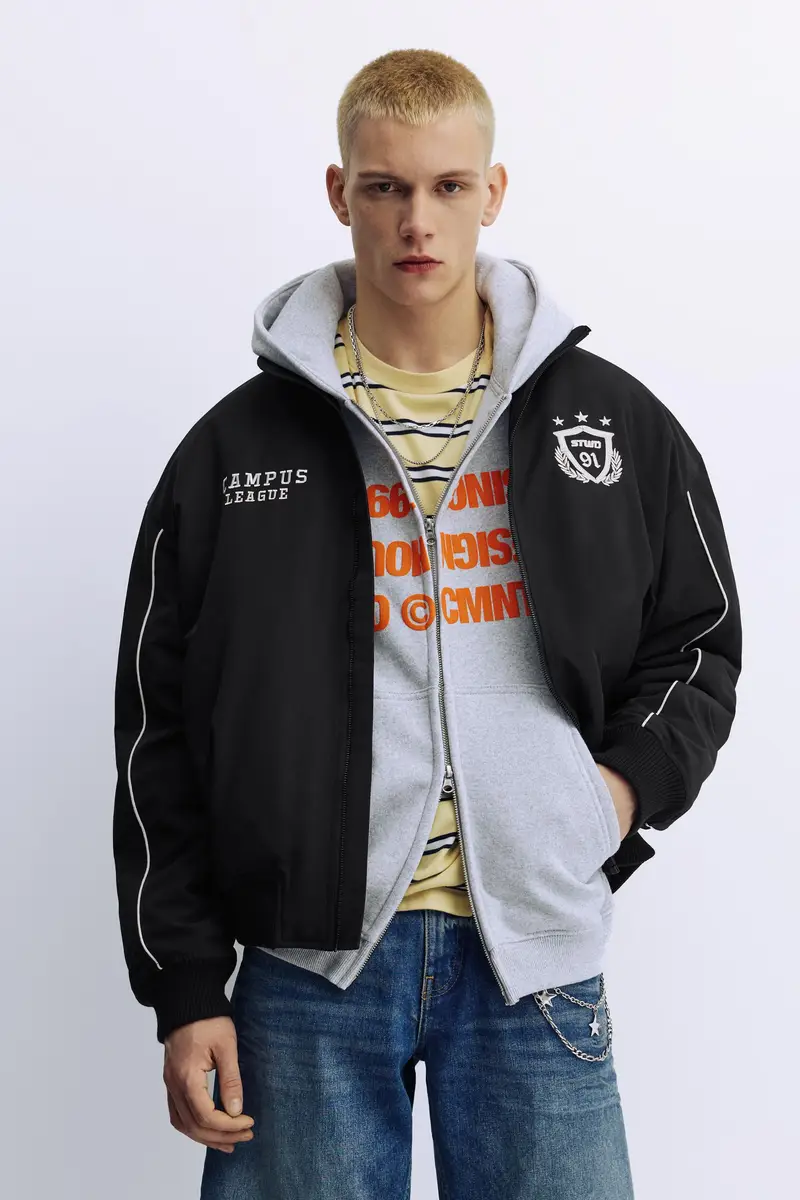 Pull&bear Giacca Ricamata Nero