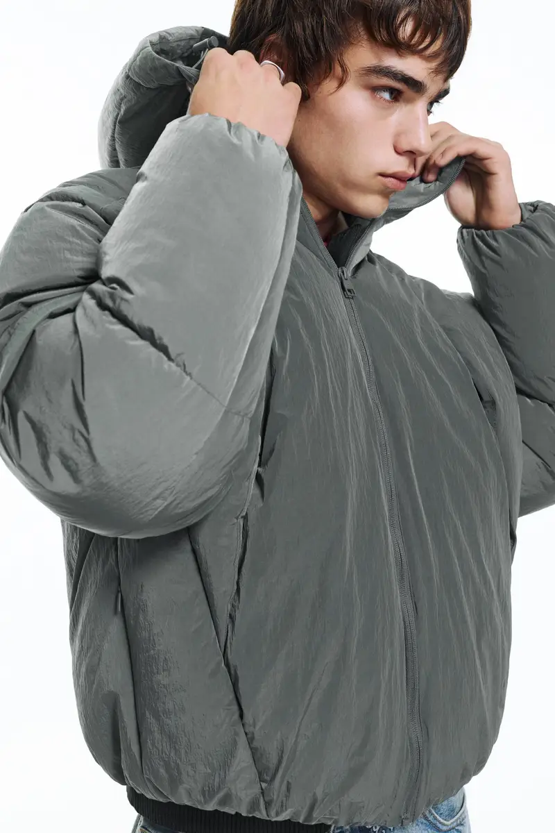 Pull&bear Giacca Trapuntata Grigio Antracite miniatura 3